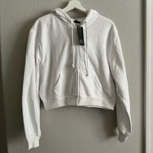 Wild Fable White Cropped Zip Up Hoodie Sweatshirt